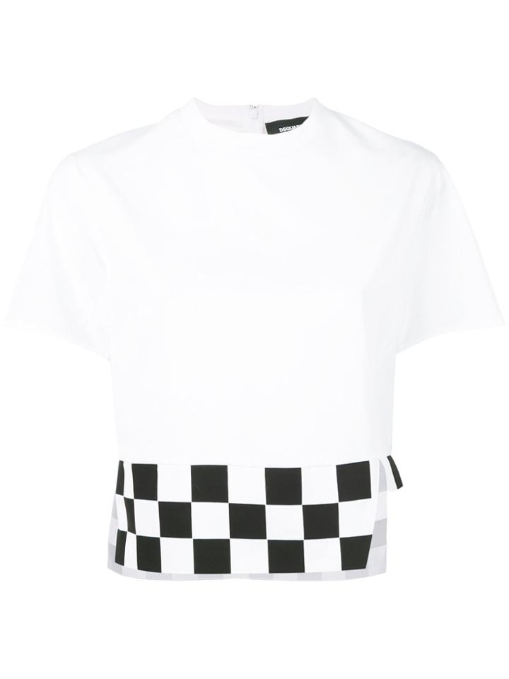 Dsquared2 Checkboard Cropped T-shirt - White