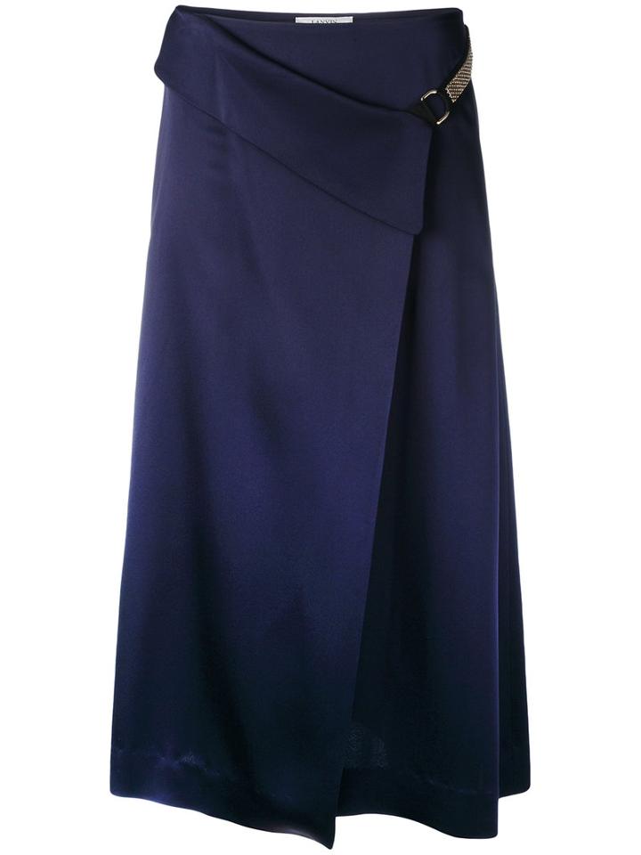 Lanvin - Wrap Midi Skirt - Women - Acetate/viscose/brass/zamac - 38, Blue, Acetate/viscose/brass/zamac