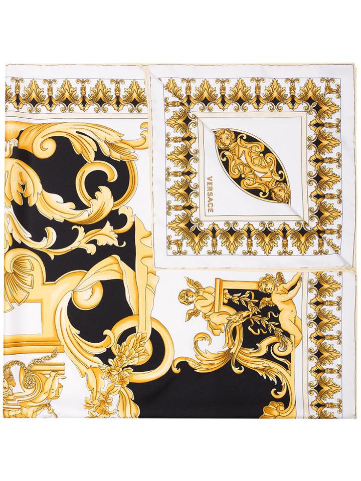 Versace Silk Baroque Print Foulard Scarf - Multicolour