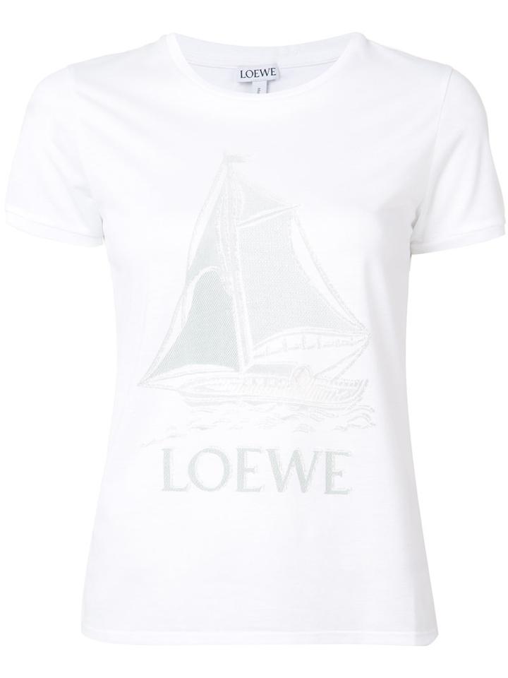 Loewe Logo Print T-shirt, Women's, Size: Xs, White, Lyocell/cotton/polyester