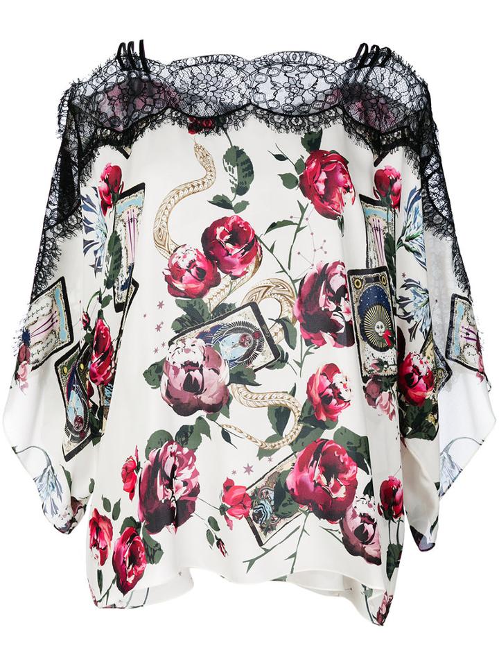 Roberto Cavalli - Mystic Garden Print Kaftan - Women - Silk - 44, White, Silk
