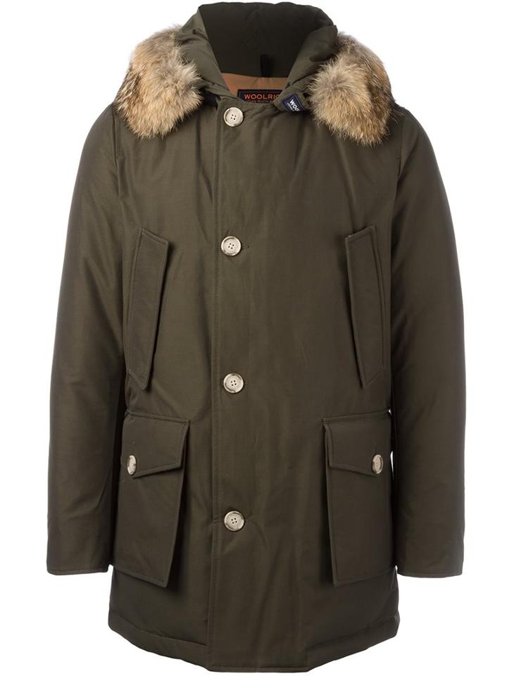 Woolrich Hooded Padded Coat, Men's, Size: Medium, Green, Cotton/polyamide/feather Down