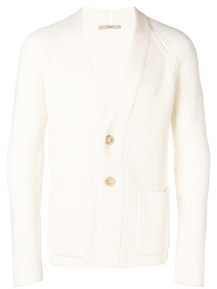 Nuur Rib Knit Cardigan - White