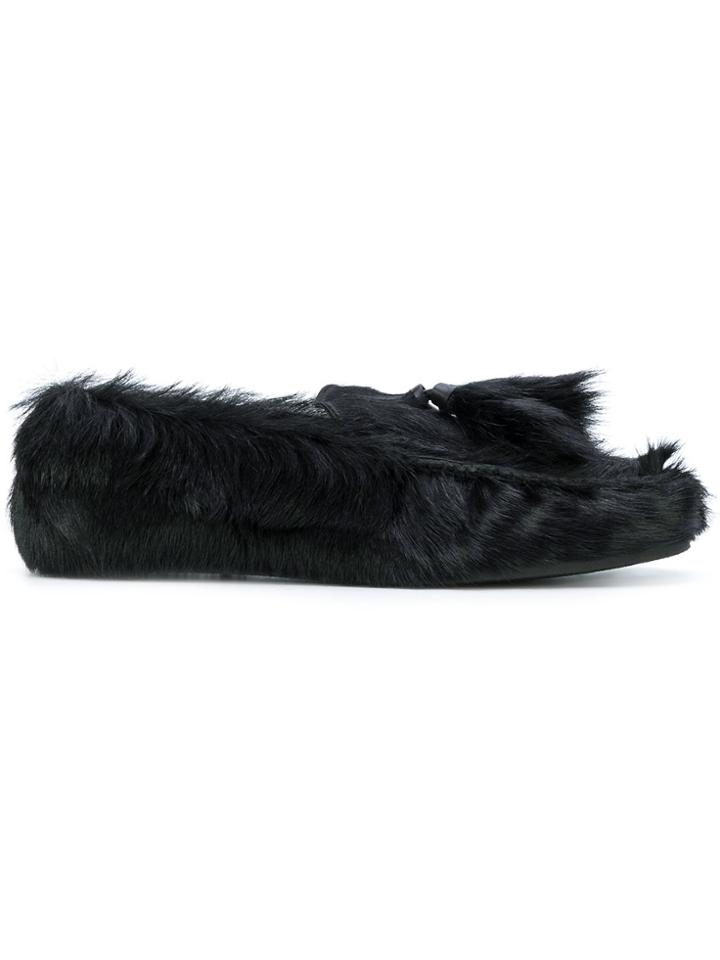 Prada Calf Hair Loafers - Black