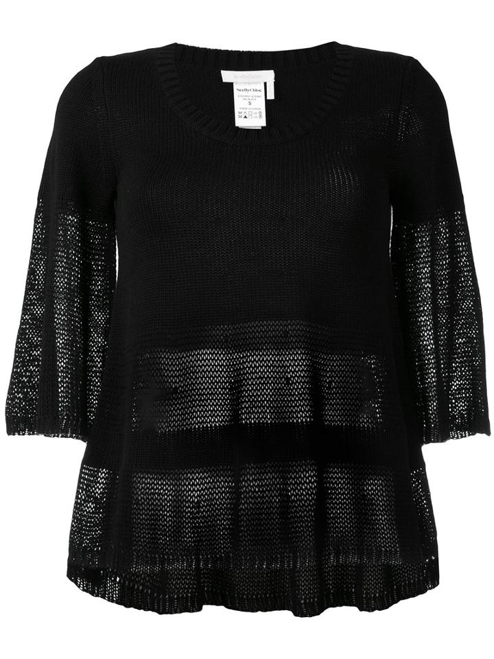 See By Chloé - Knit Top - Women - Cotton - M, Women's, Black, Cotton
