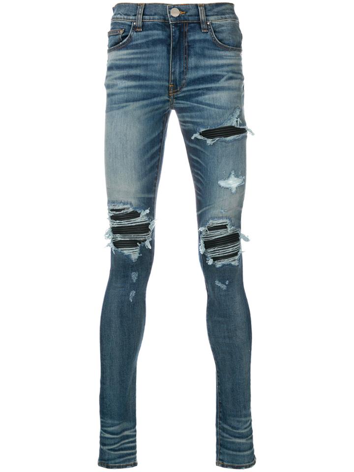 Amiri Ripped Distressed Skinny Jeans - Blue