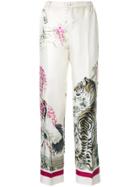 F.r.s For Restless Sleepers Tiger Print Trousers - White