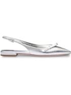 Prada Pointed Slingback Ballerina Flats - Silver