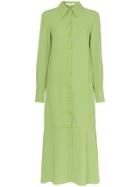 Tibi Front Pockets Button Down Dress - Green
