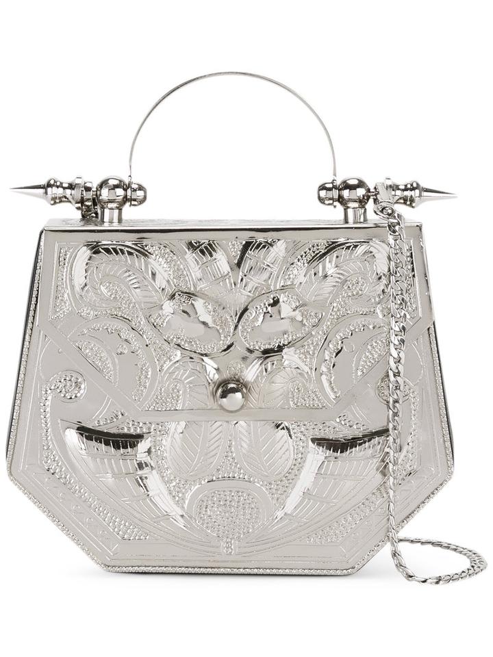 Okhtein - Botanic Paisley Beaten Clutch Bag - Women - Brass - One Size, Grey, Brass