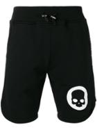 Hydrogen Skull Print Track Shorts, Men's, Size: Xxl, Black, Cotton