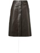 Marni A-line Leather Skirt - Brown
