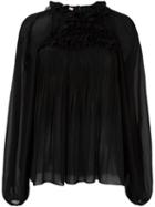 Giamba High Neck Blouse, Women's, Size: 42, Black, Polyester/silk