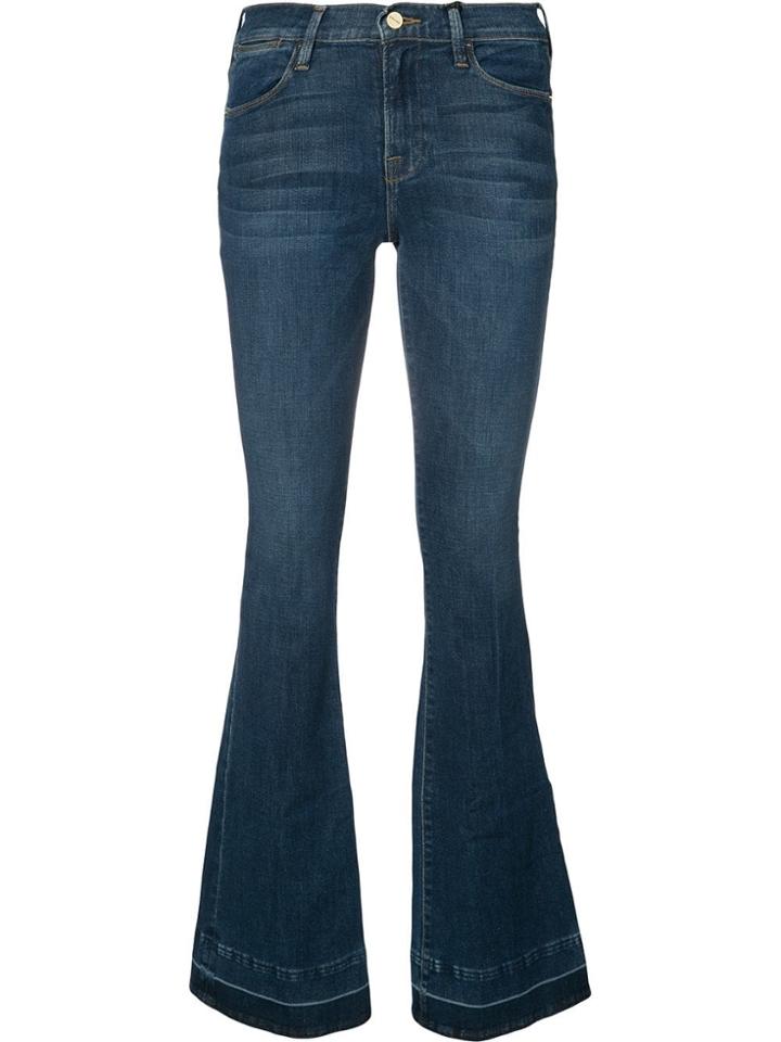 Frame Denim Stonewashed Flared Jeans - Blue