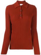 Salvatore Ferragamo Buttoned Ribbed Knit Sweater - Red