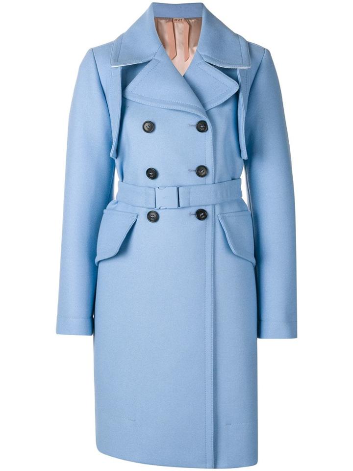 No21 Belted Classic Midi Coat - Blue