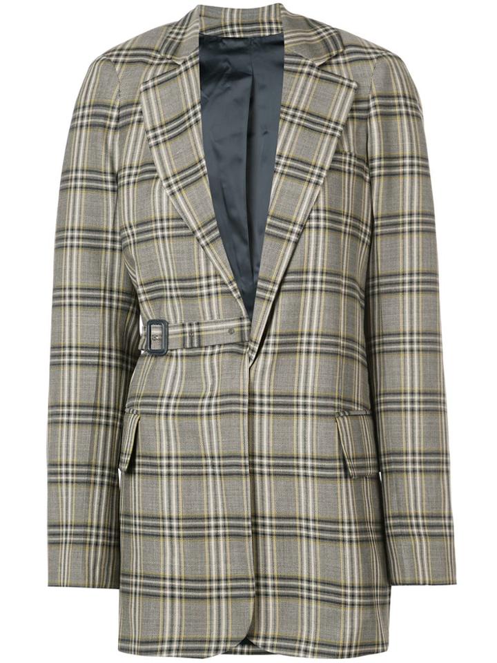 Joseph Mid-length Tartan Coat - Grey