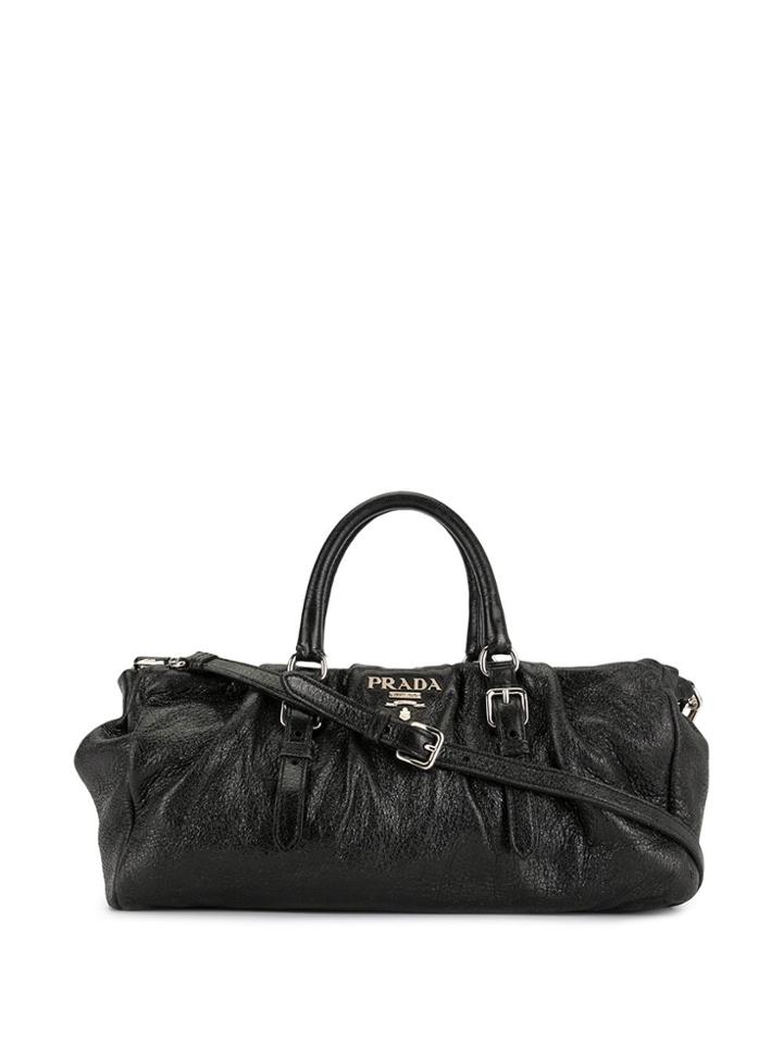 Prada Pre-owned Logo Plaque Gathered Barrel 2way Bag - Black