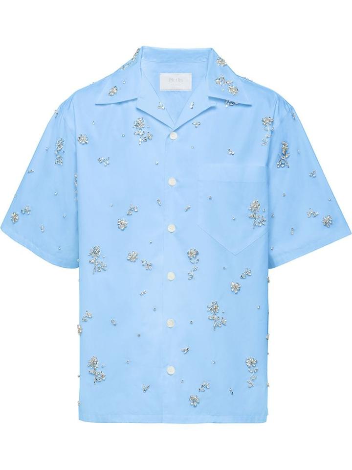 Prada Floral Embroidered Shirt - Blue