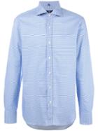 Fay Printed Shirt, Men's, Size: 40, Blue, Cotton