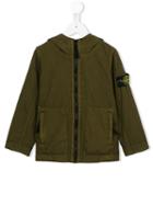 Stone Island Kids Logo Patch Hooded Jacket, Boy's, Size: 12 Yrs, Green