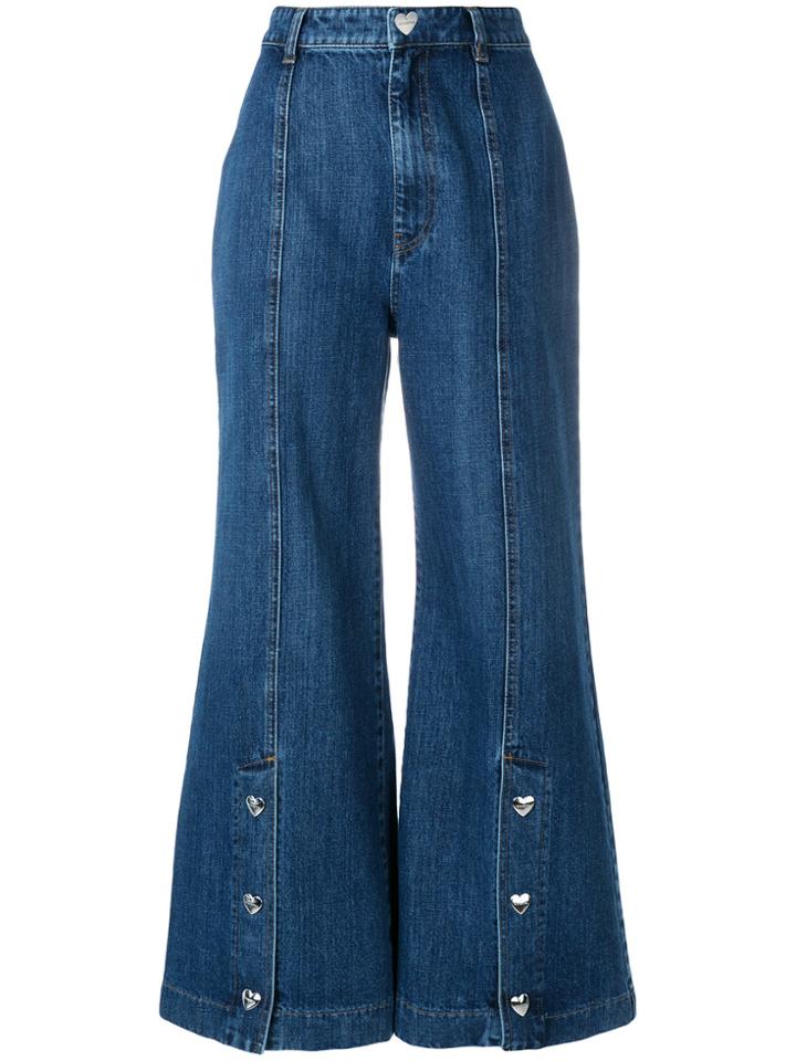Vivetta Heart Button Wide Leg Jeans - Blue