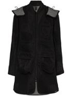 Byborre Stitch Detail Hooded Parka Coat - Black