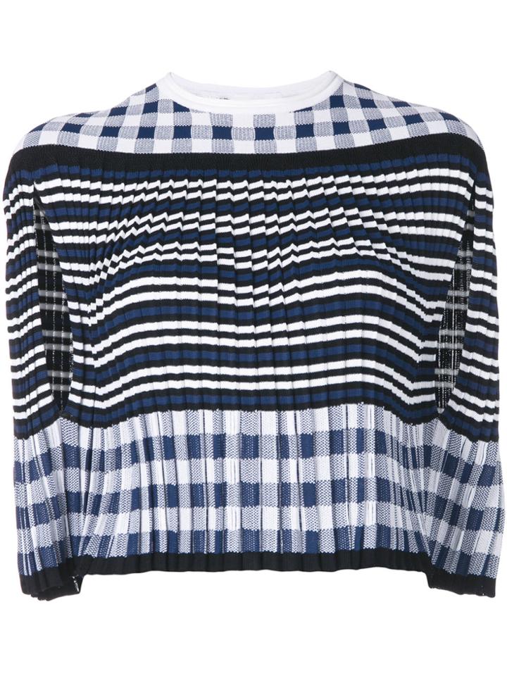 Sonia Rykiel Pleated Gingham Cape - Blue