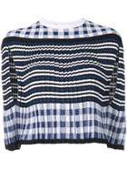 Sonia Rykiel Pleated Gingham Cape - Blue