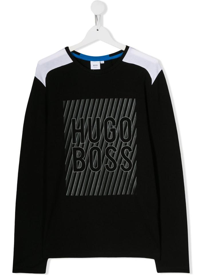 Boss Kids Logo Print Top - Black