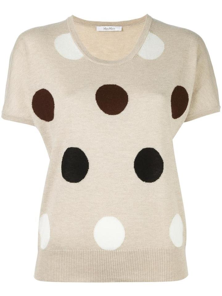 Max Mara Polka Dot Intarsia Top, Women's, Size: Large, Nude/neutrals, Silk/cashmere