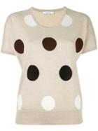 Max Mara Polka Dot Intarsia Top, Women's, Size: Large, Nude/neutrals, Silk/cashmere