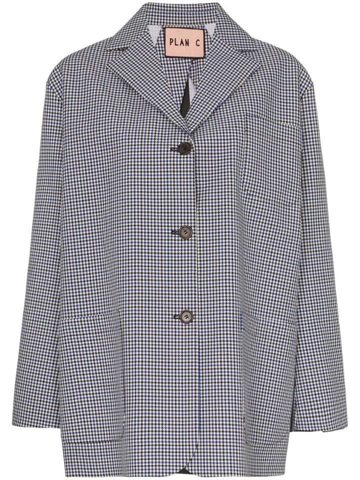 Plan C Checked Blazer - Blue