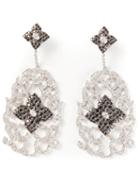 Elise Dray White Gold And Diamond Floral Pave Earrings