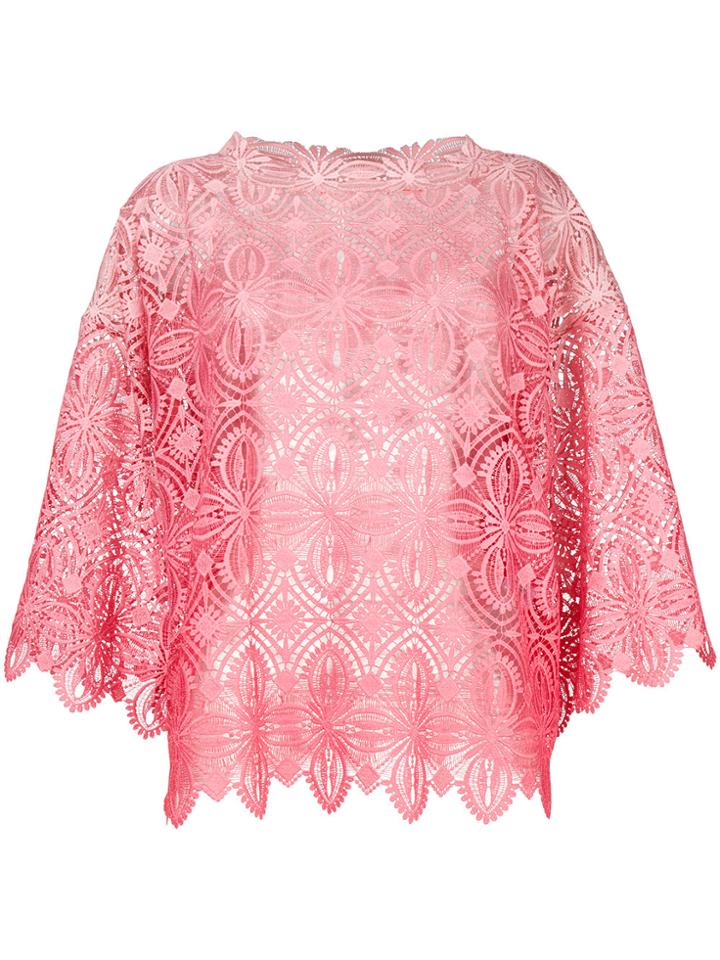 Ermanno Scervino Wide Sleeve Crochet Blouse - Pink & Purple