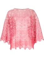 Ermanno Scervino Wide Sleeve Crochet Blouse - Pink & Purple