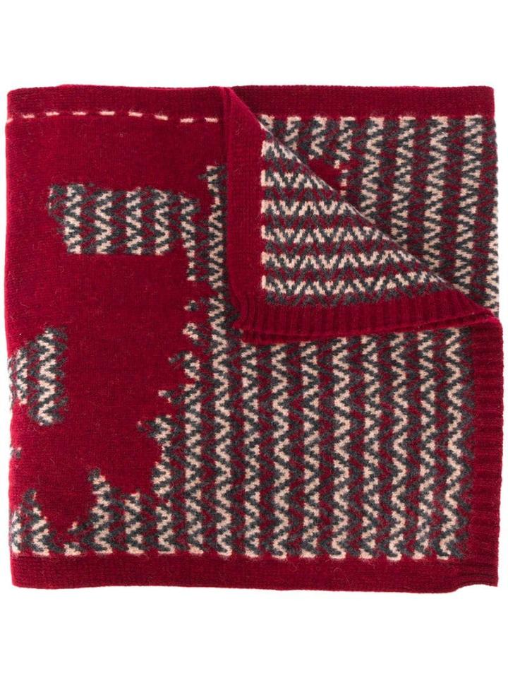 Pringle Of Scotland Oversized Knitted Lion Scarf - Red