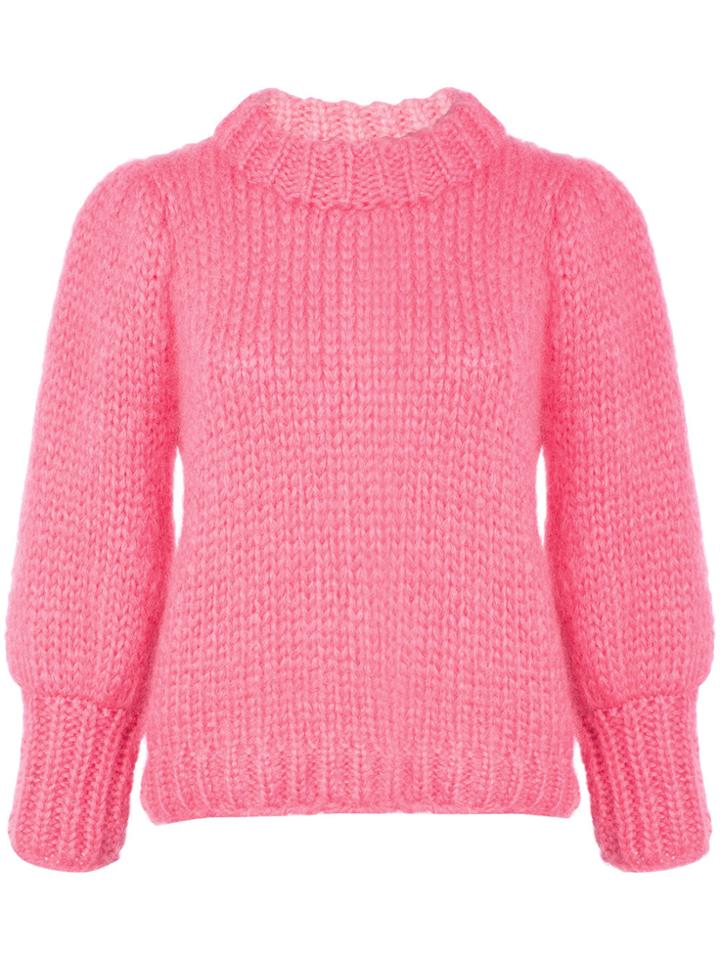 Ganni Puff Sleeve Jumper - Pink & Purple