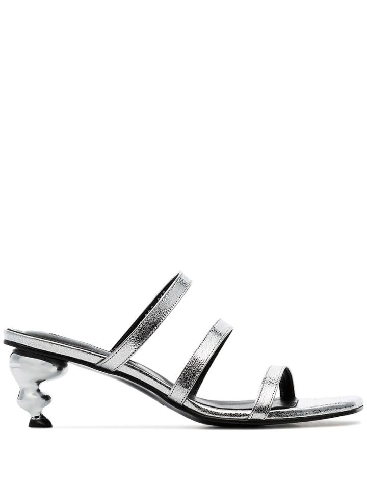 Yuul Yie Silver Metallic Gem 60 Leather Sandals