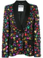 Moschino - Floral Embroidered Blazer - Women - Cotton/rayon - 42, Women's, Black, Cotton/rayon