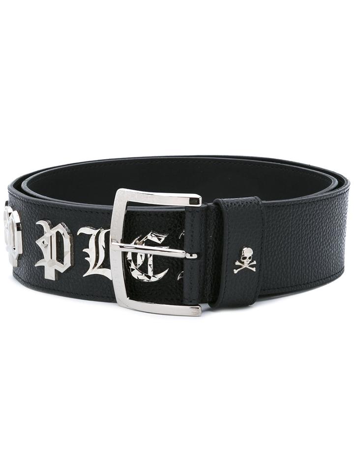 Philipp Plein - Embellished Belt - Men - Calf Leather/brass - 90, Black, Calf Leather/brass
