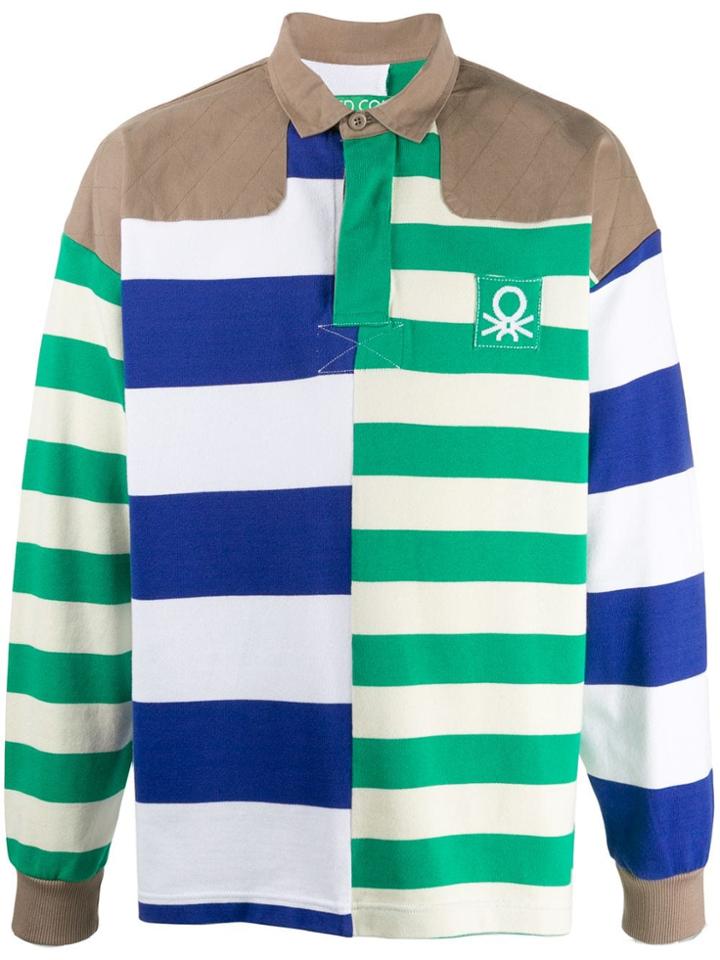Benetton Striped Polo Shirt - White