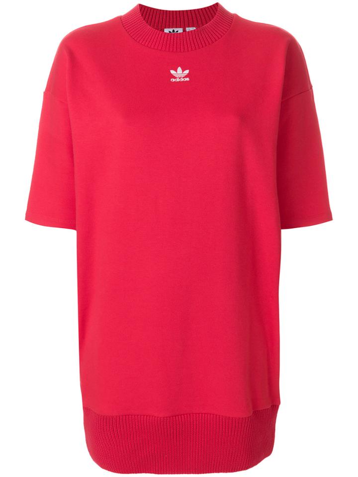Adidas Trefoil Print T-shirt Dress - Red