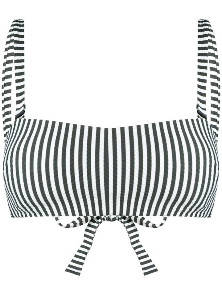 Asceno Stripe Wrap Bandeau Bikini Top - Green