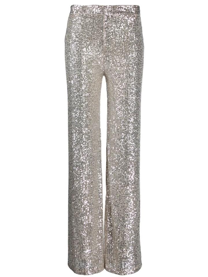 L'autre Chose Sequin High Waisted Trousers - Neutrals