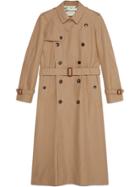 Gucci Gabardine Trench Coat With Chateau Marmont Print - Neutrals