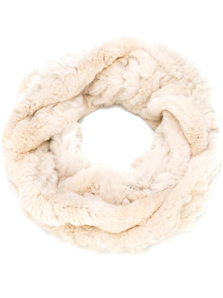 Circle Scarf, Women's, Nude/neutrals, Rabbit Fur, Yves Salomon