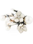 Shaun Leane Cherry Blossom Diamond Ring, Women's, Size: S, Metallic, Sterling Silver/pearls/diamond