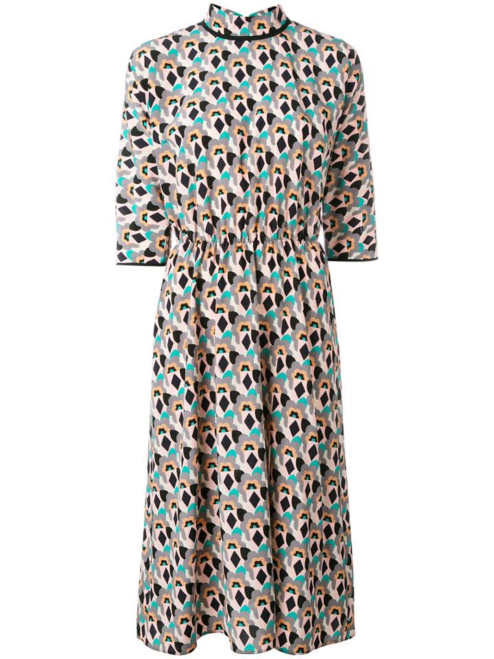 Prada Geometric Floral Dress, Women's, Size: 42, Silk