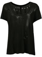 Unravel Project Distressed Sheer Scoop Neck T-shirt - Black